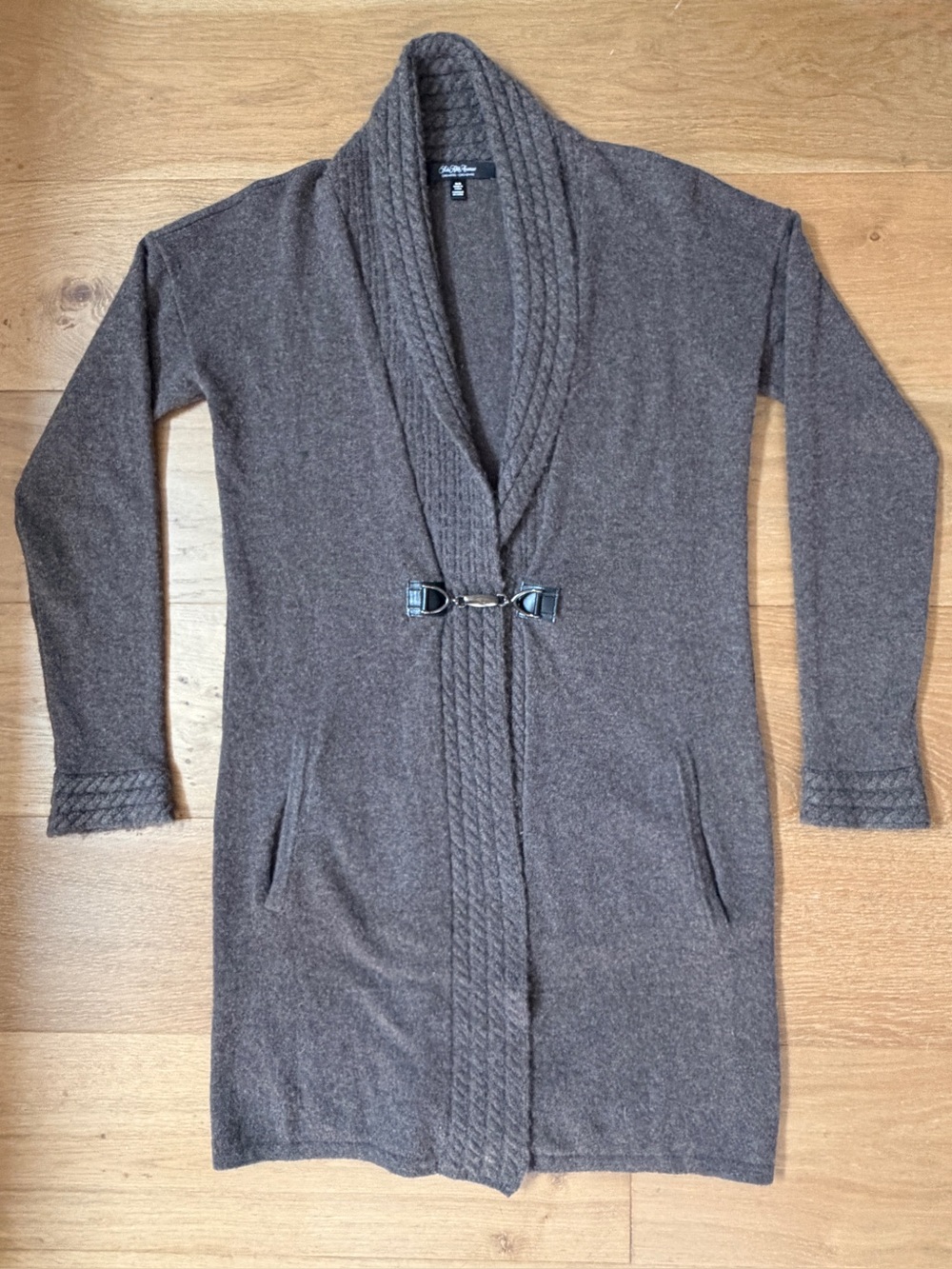 Saks Fifth Avenue Cashmere Toggle Cardigan Shawl Collar Duster Wms Medium Brown